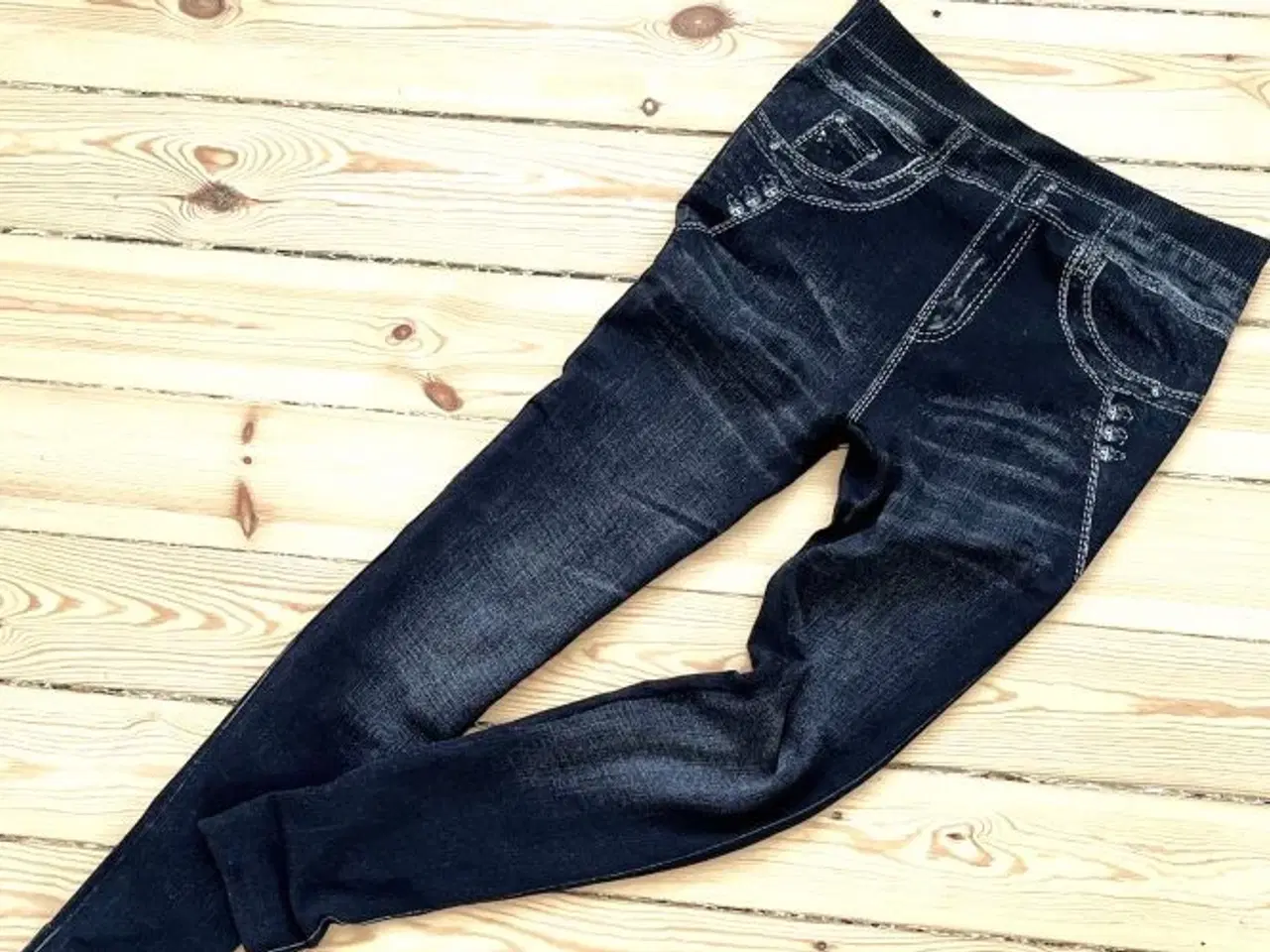 Billede 3 - Jeggins - Leggins med jeansprint