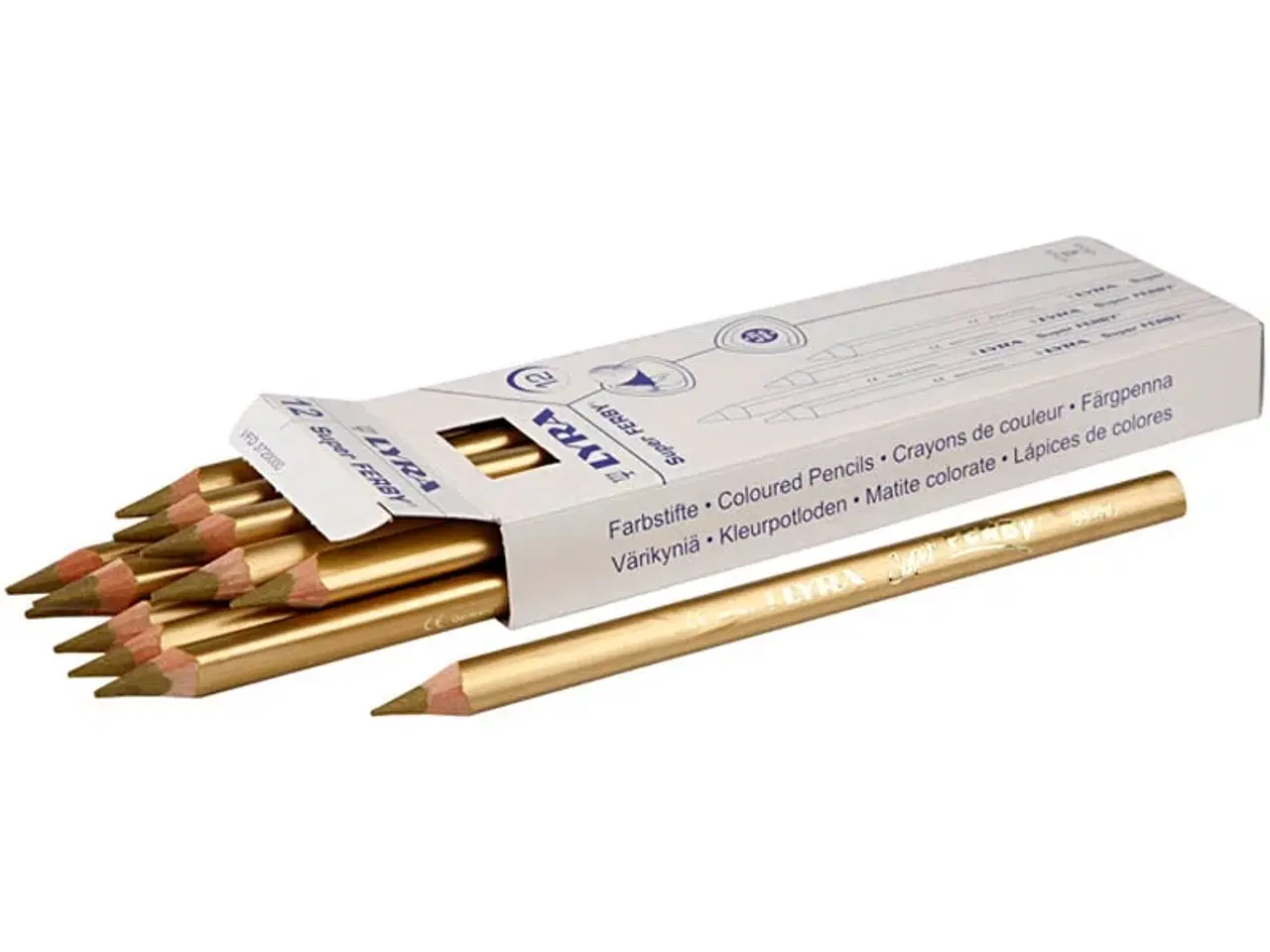Billede 1 - Super Ferby 1 farveblyanter, L: 18 cm, mine 6,25 mm, guld, 12stk./ 1 pk.