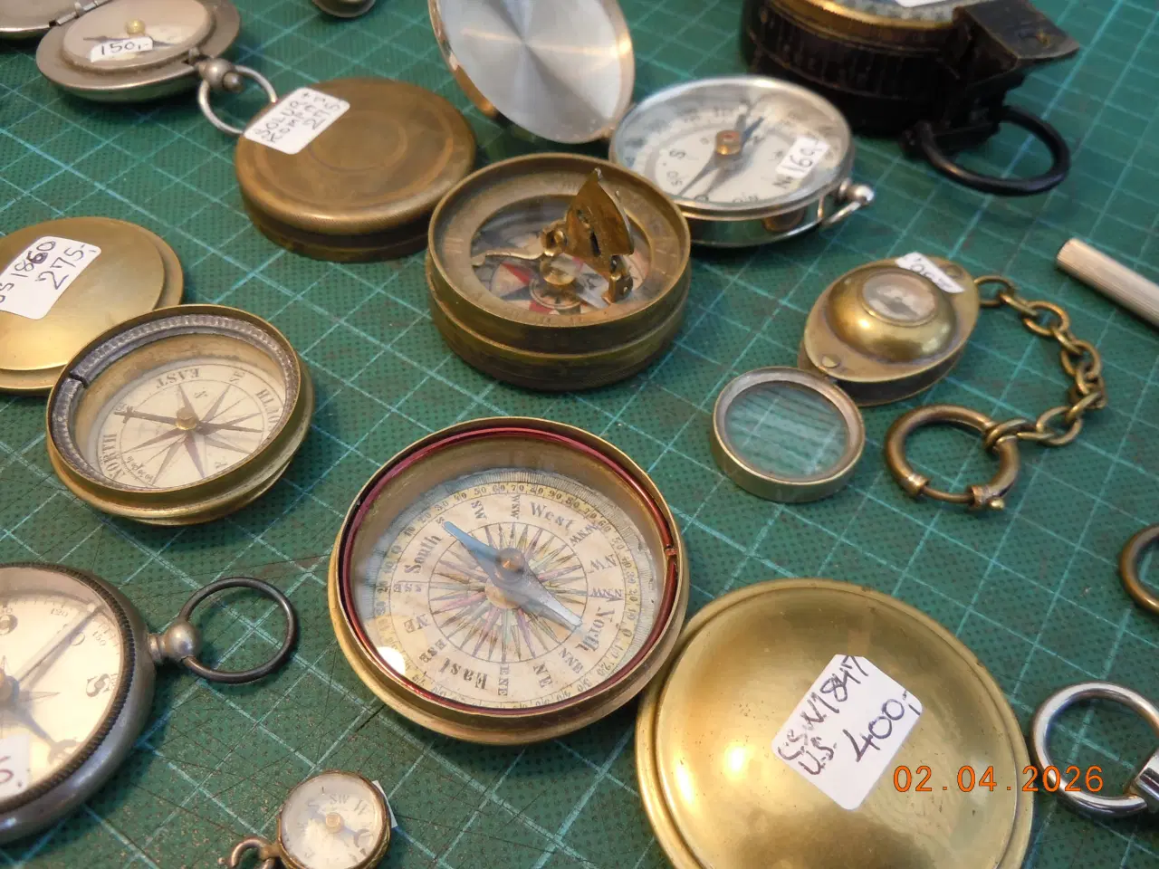 Billede 9 - Samling kompasser, Solur, træ, messing, bronze M.V