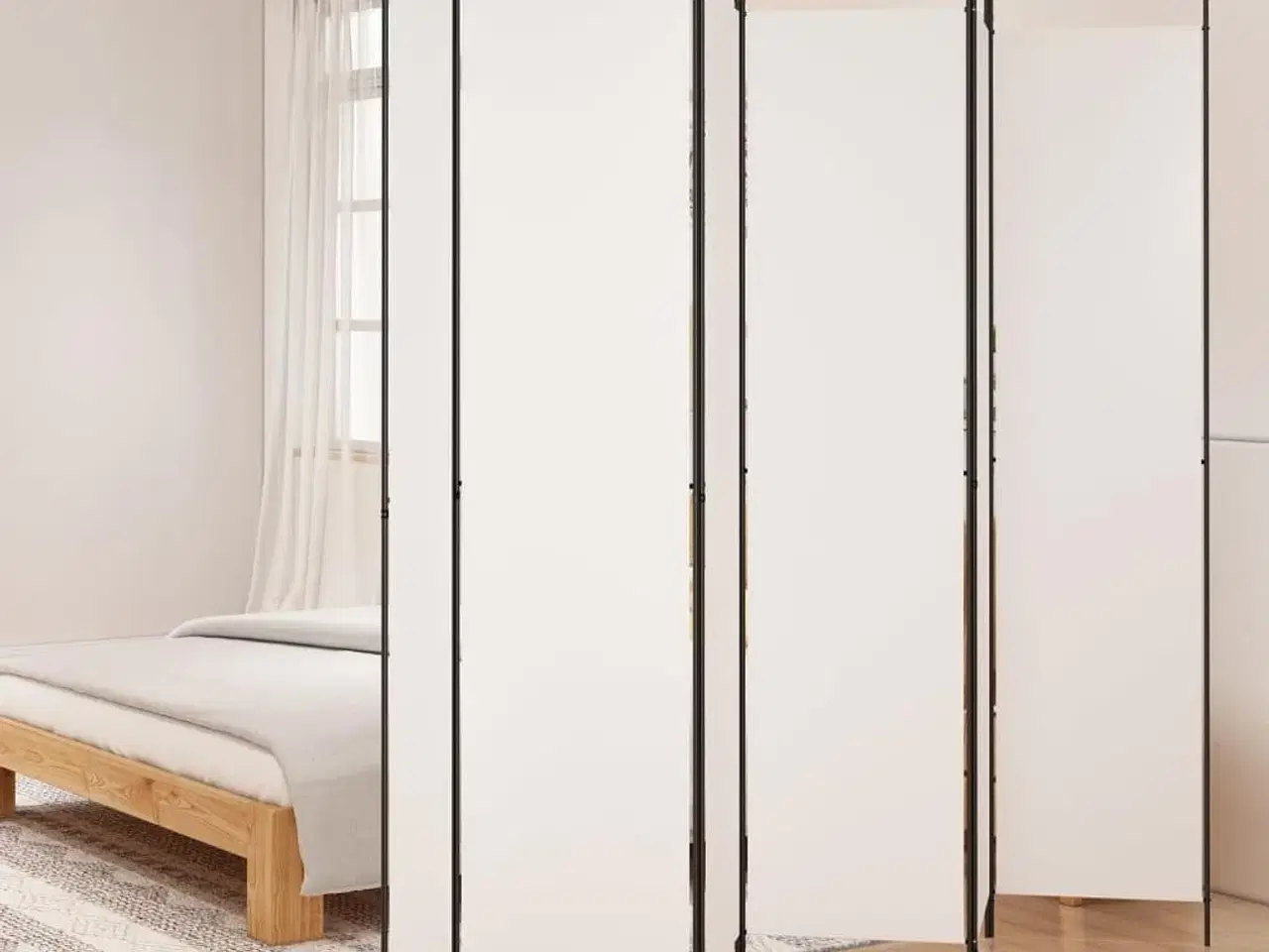 Billede 1 - 6-panels rumdeler 300x220 cm stof hvid