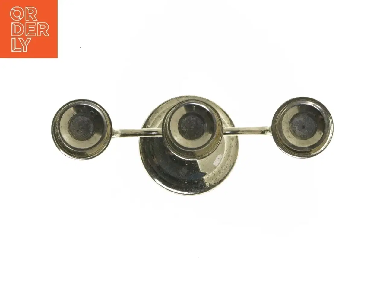 Billede 4 - Trefunkt lysestage i sølvfarvet metal (str. 25x10x23 cm)