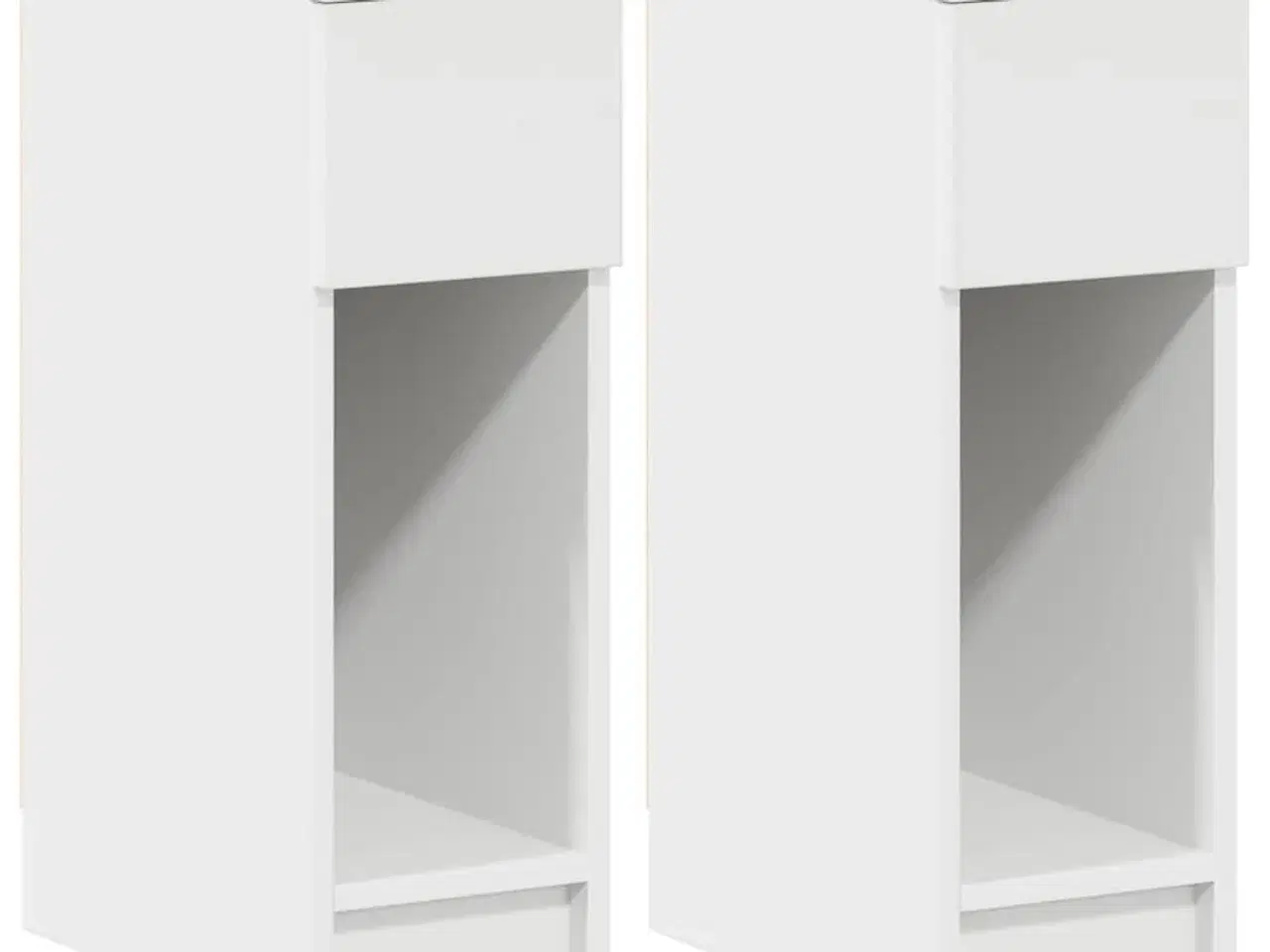Billede 2 - Sengeborde med skuffe 2 stk. 20x36x60 cm hvid