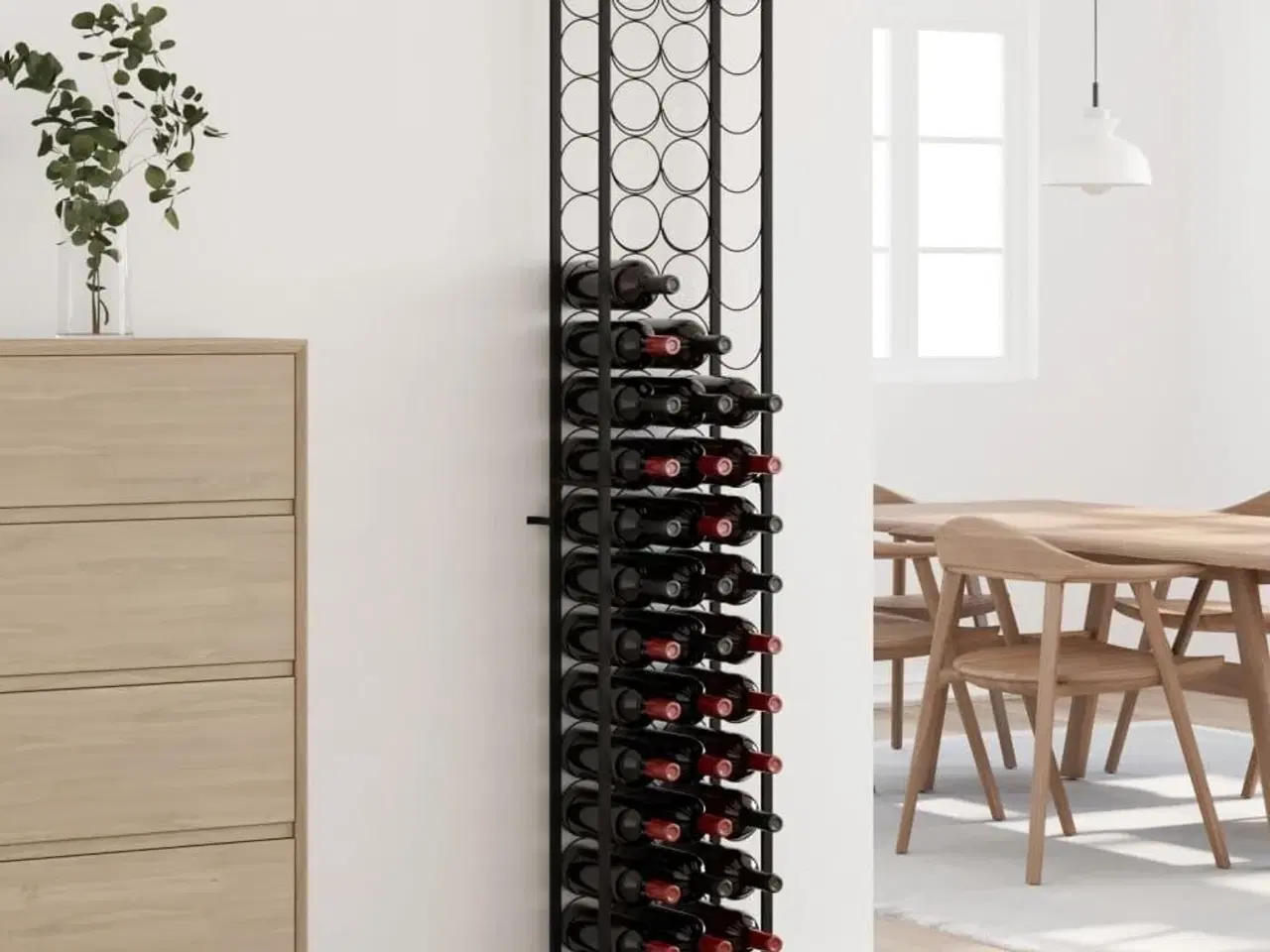 Billede 1 - Vinreol til 57 flasker 34x18x200 cm smedejern sort