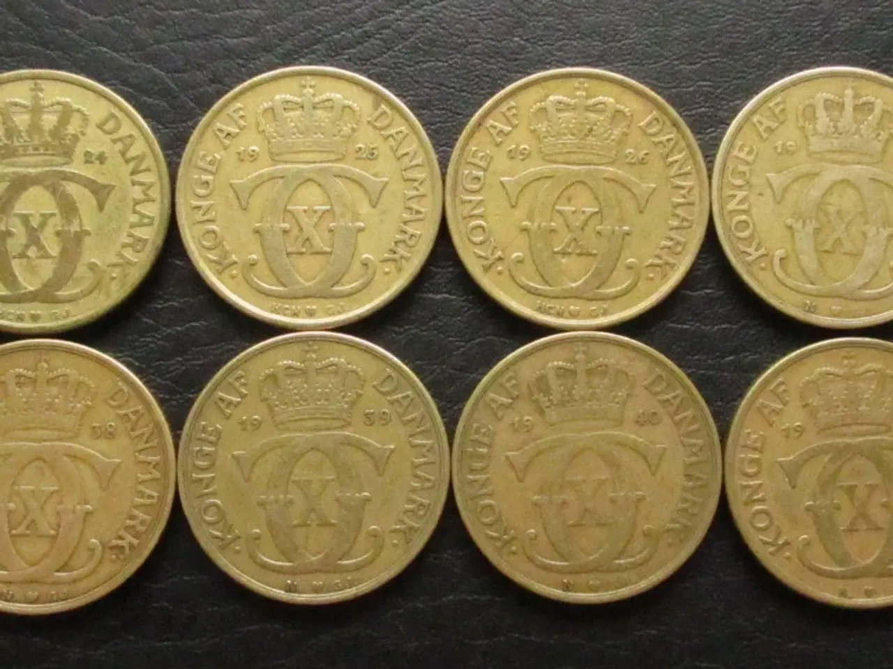 Billede 1 - 2 kr 1924-1941 Chr. X komplet sæt 8 stk