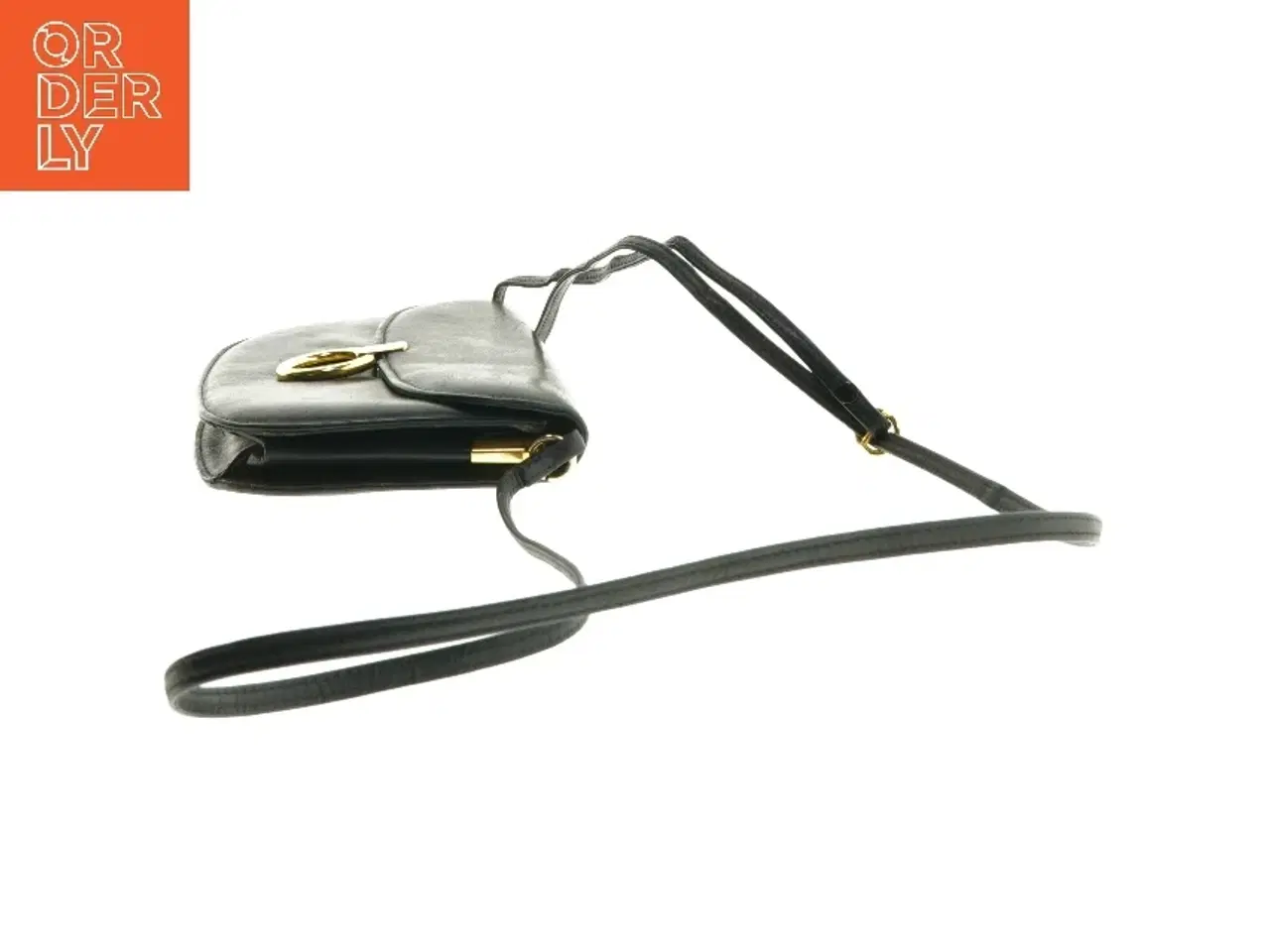 Billede 3 - Marinefarvet lædertaske fra Bon Goût (str. 24 x 15,5 cm)