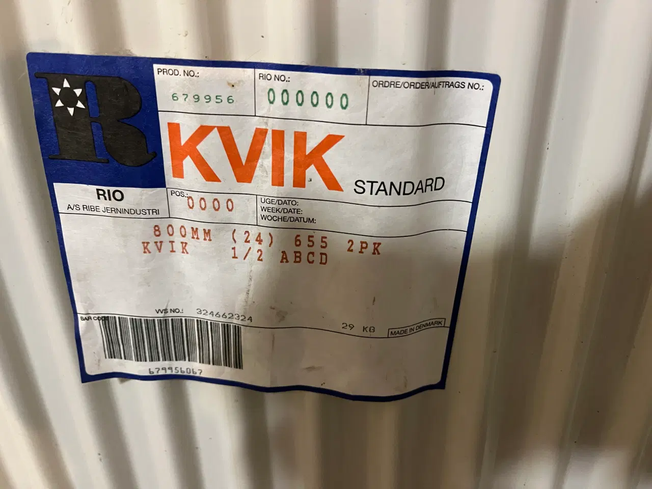 Billede 2 - Radiator KVIK 800mm x 665mm - 2 varmeflader