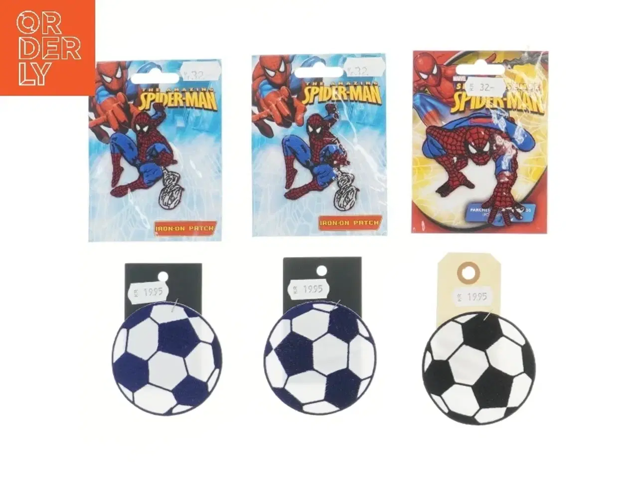 Billede 1 - Strygemærker, Spiderman og fodbold fra Spiderman (str. ca. 7 cm)