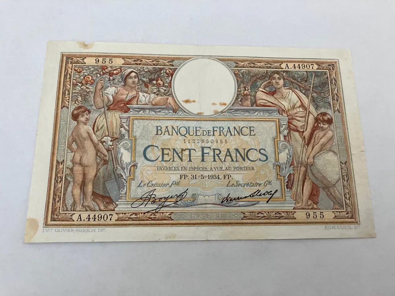 Billede 1 - 100 Francs France 1934