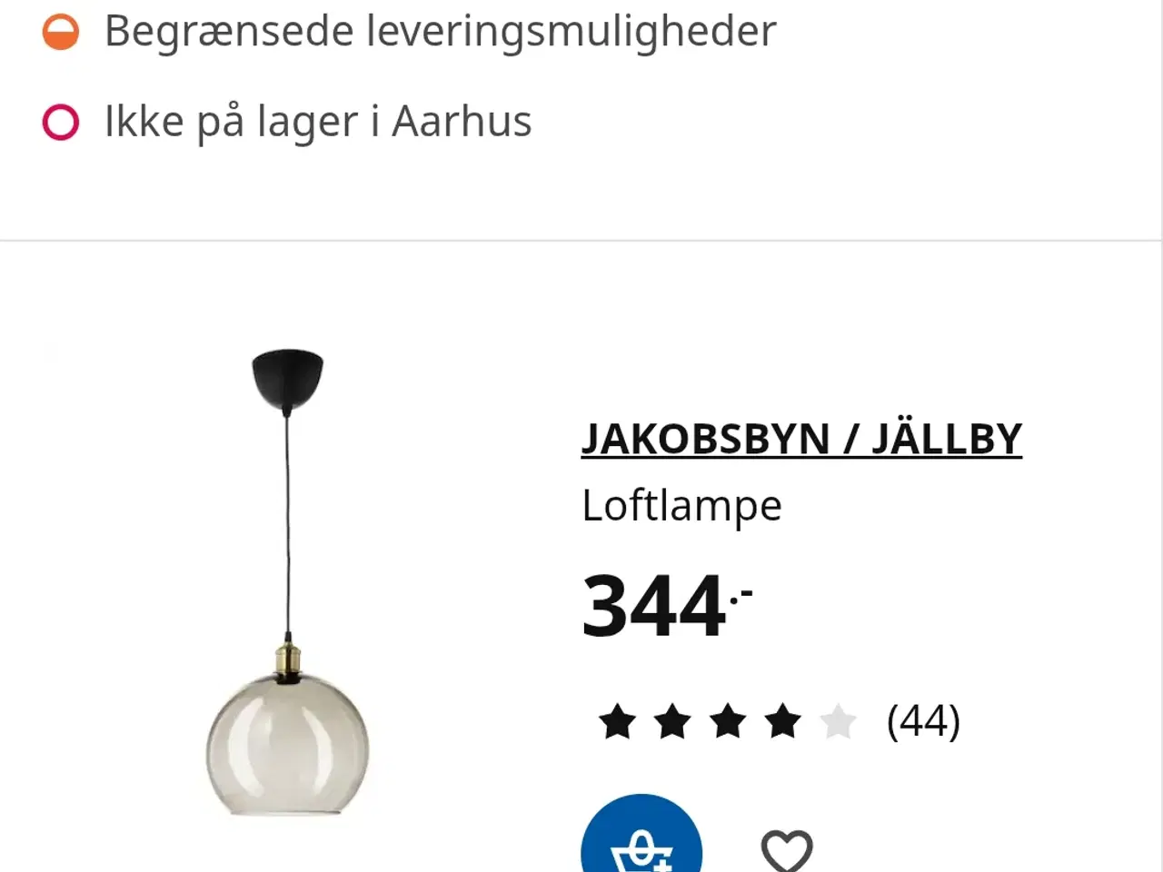 Billede 1 - Loftlampe med glas