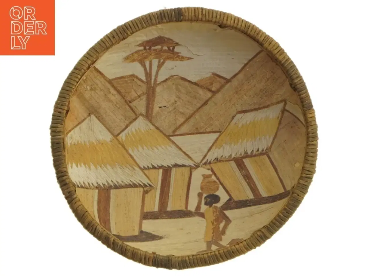 Billede 1 - Afrikansk dekoreret flettet skål (str. Ø 19 cm)