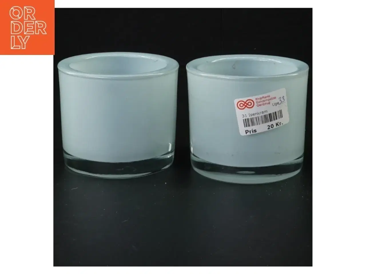 Billede 1 - Lysestager i blåt glas (str. 8 x 9 cm)