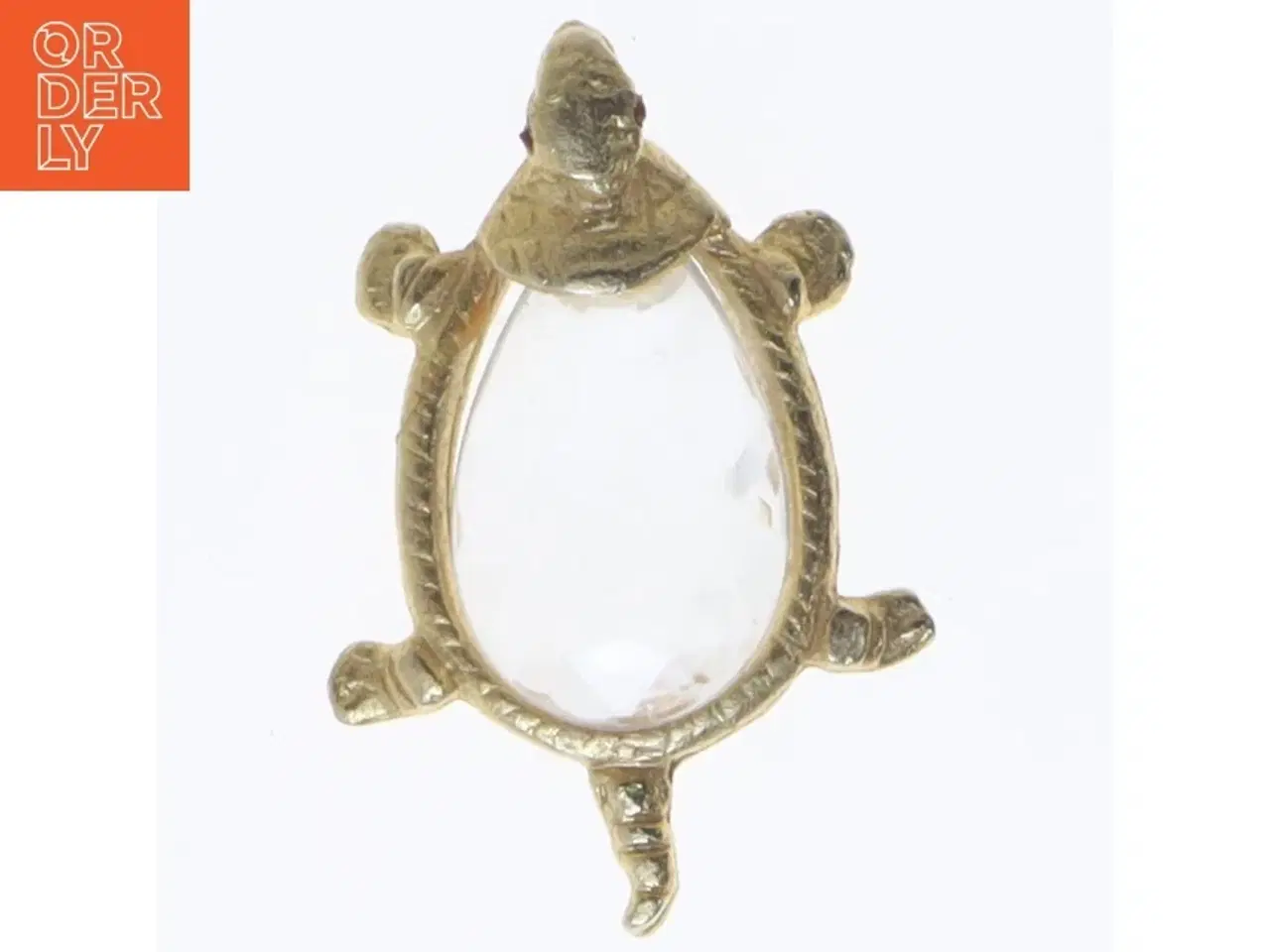Billede 2 - Broche skildpadde med krystalglas (str. 6,5 cm)