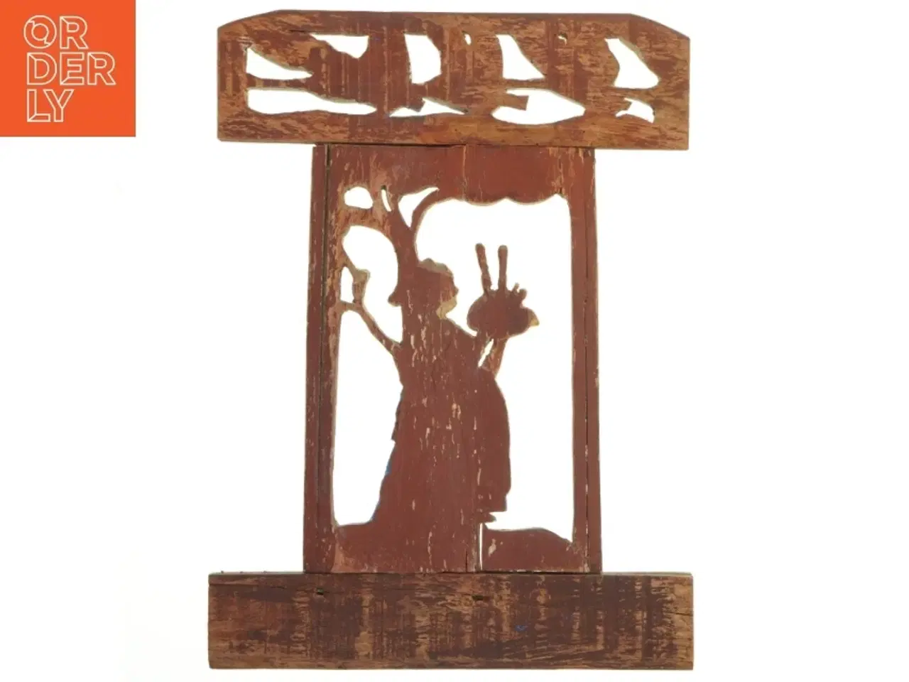 Billede 3 - Antikt håndlavet trærelief med dekorativt motiv (str. 46x34 cm)