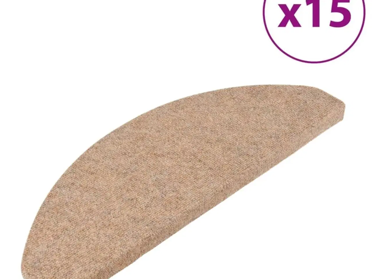 Billede 2 - Trappemåtter 15 stk. 65x22,5x3,5 cm selvklæbende beige