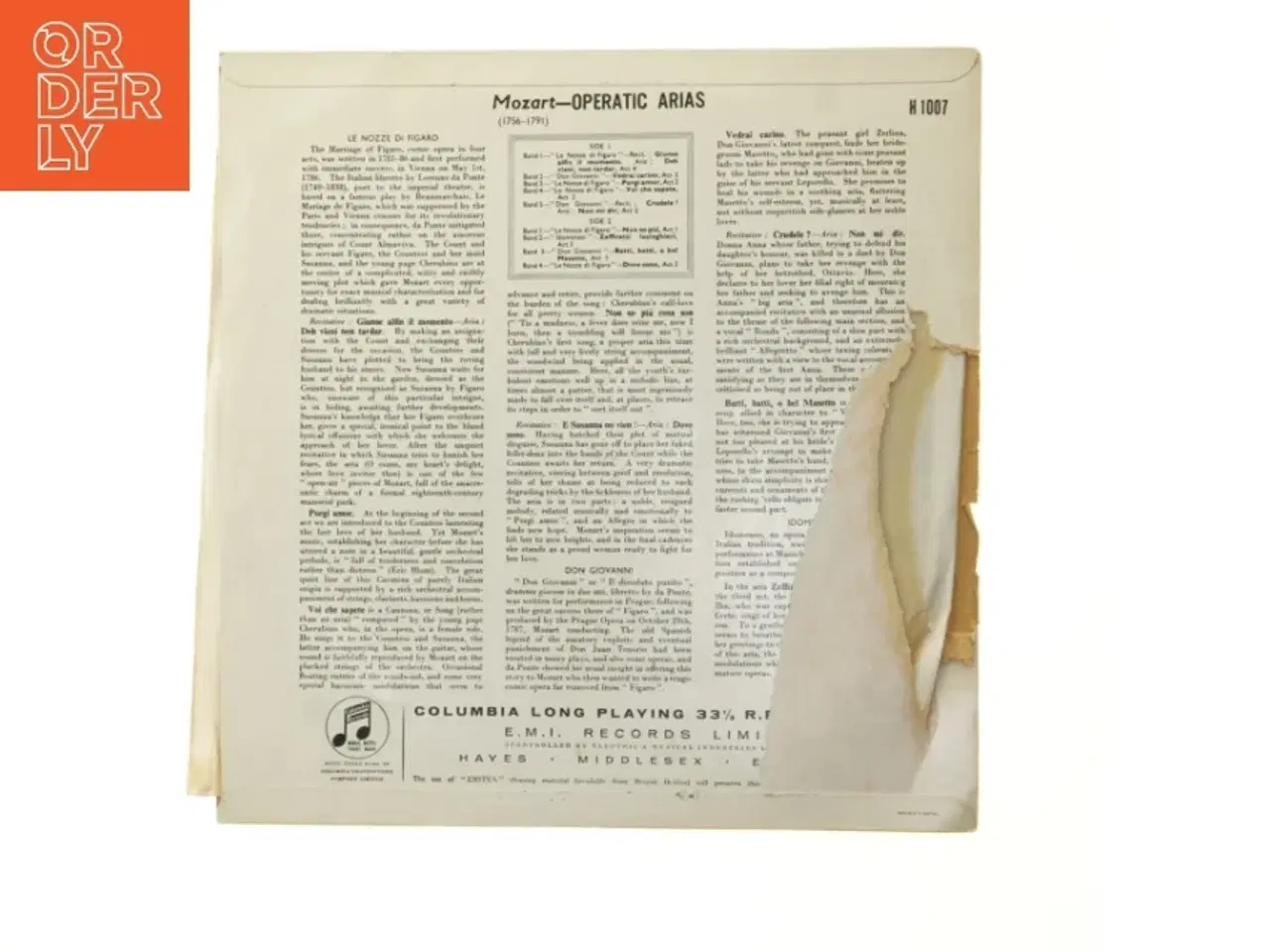Billede 2 - Columbia LP Mozart Operatic Arias fra Columbia
