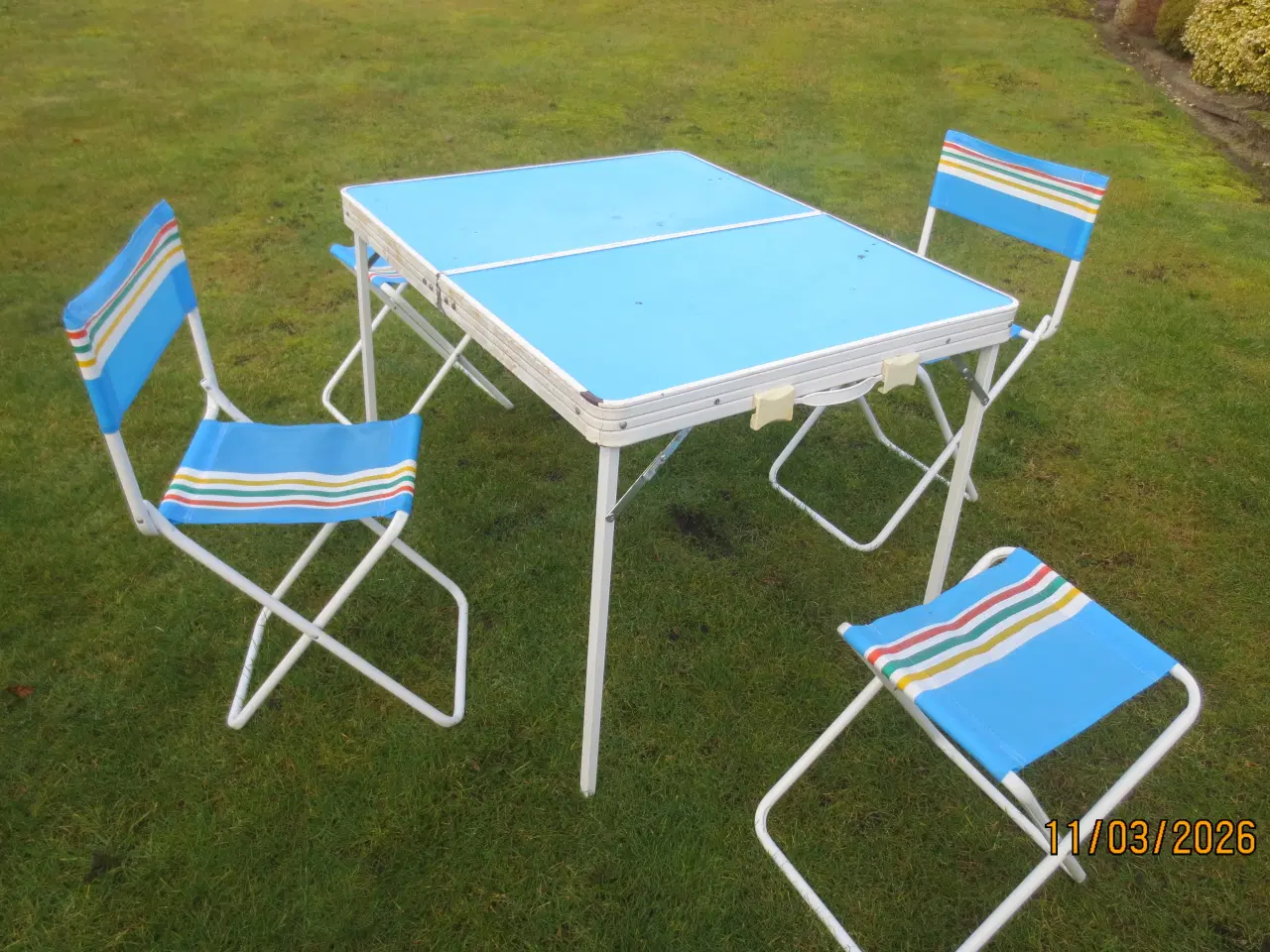 Billede 1 - 1 sæt Retro Stiliaco Campingbord og 4 stole