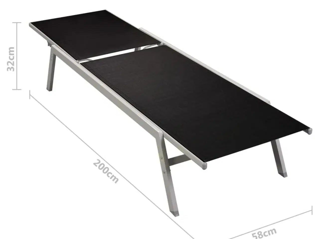 Billede 6 - Liggestole 2 stk. med bord stål og textilene sort