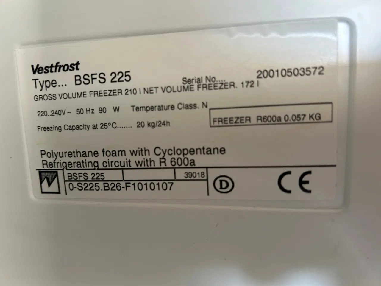 Billede 3 - Vestfrost Skabsfryser 172L