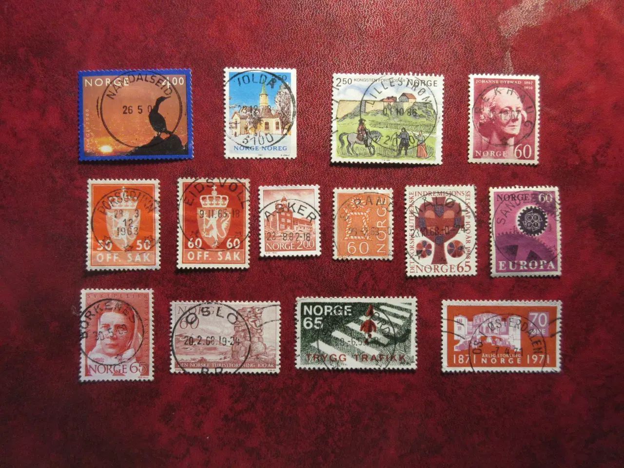 Billede 1 - Pæne stempler på 40 frimærker fra Norge