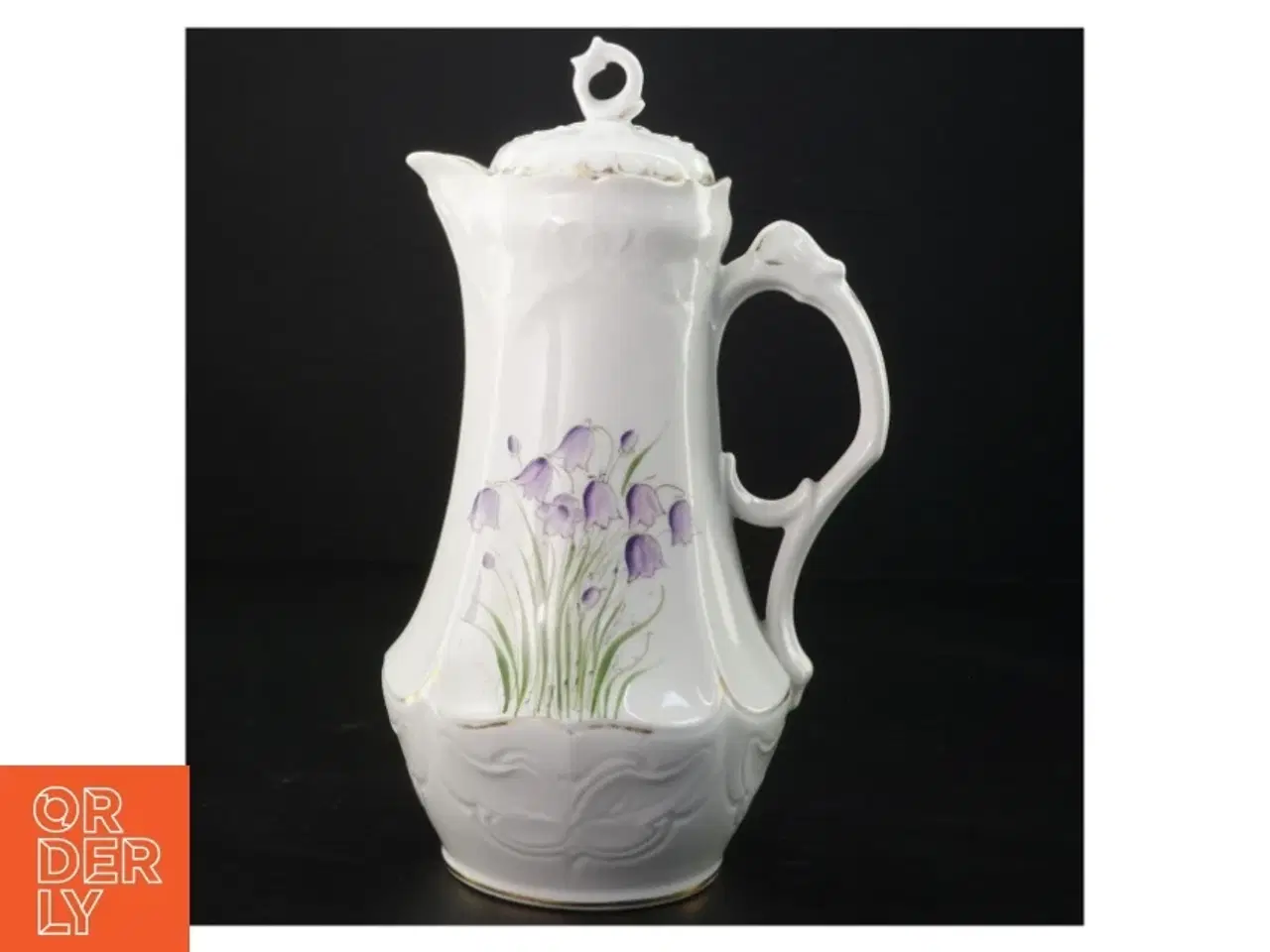 Billede 1 - Antik hvid porcelænskande med blomsterdekoration, Bing & Grøndahl (str. 25 x 13 cm)