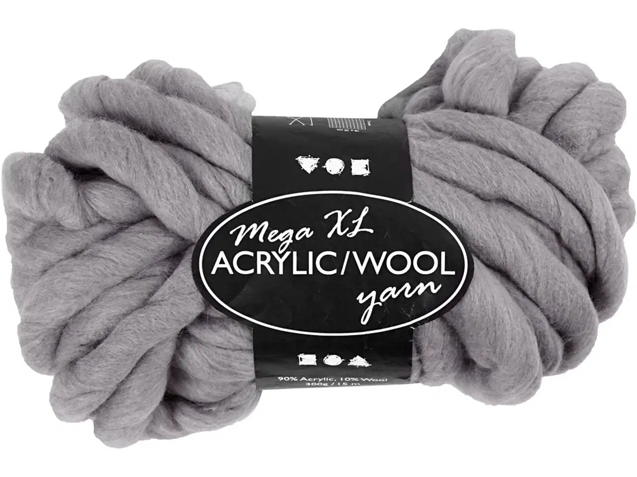 Billede 1 - XL Kæmpegarn i Grå - 300g, 15m, Polyacryl/Uld