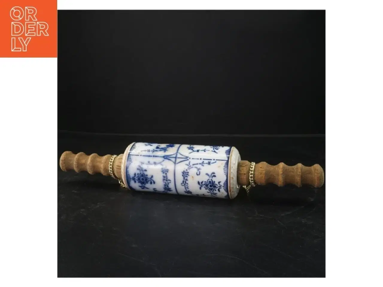 Billede 1 - Porcelæns kagerulle med træhåndtag (str. 39x6 cm)