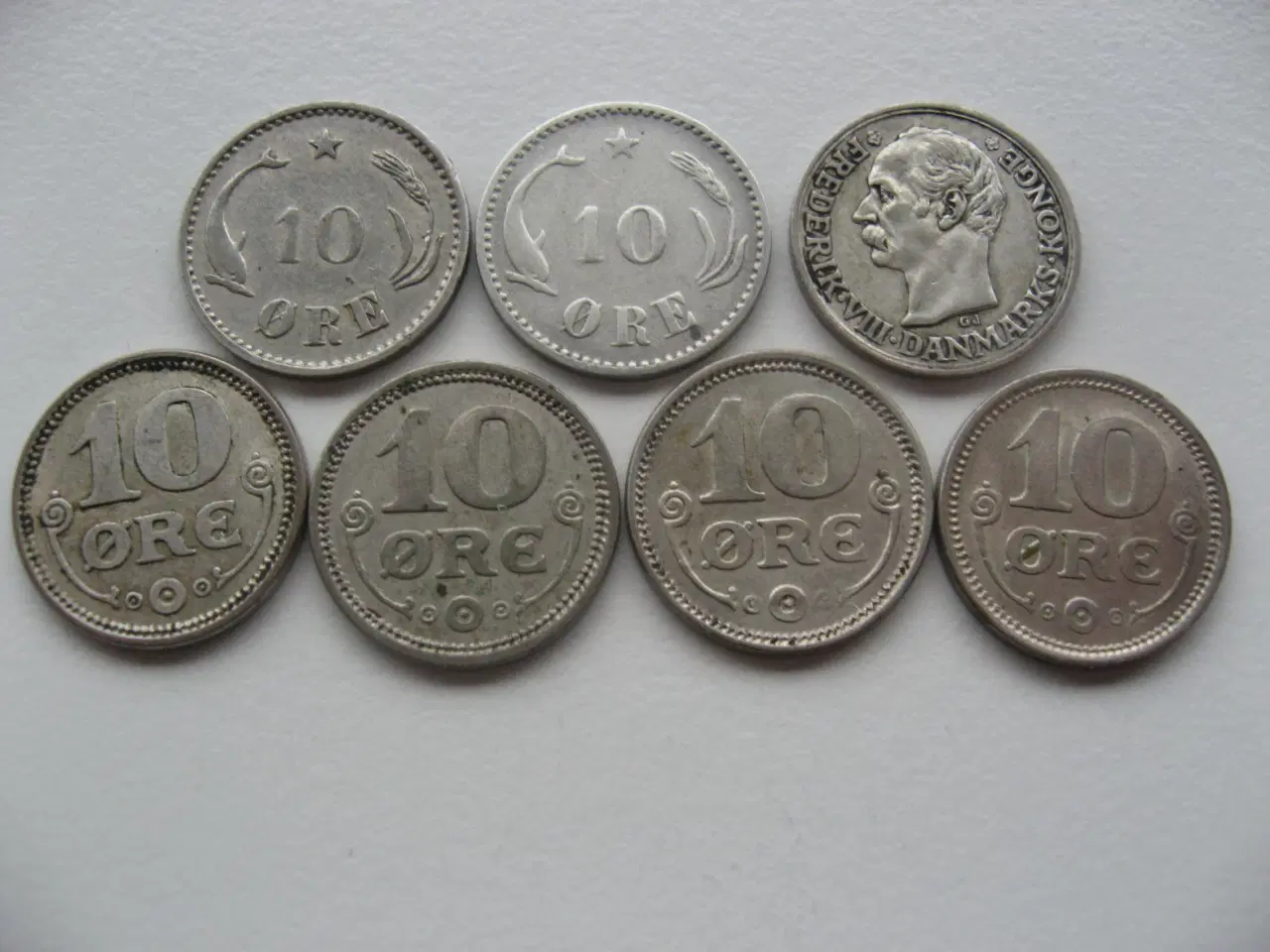 Billede 2 - 7 Særdeles flotte/flotte sølv 10 ører 1903-1919