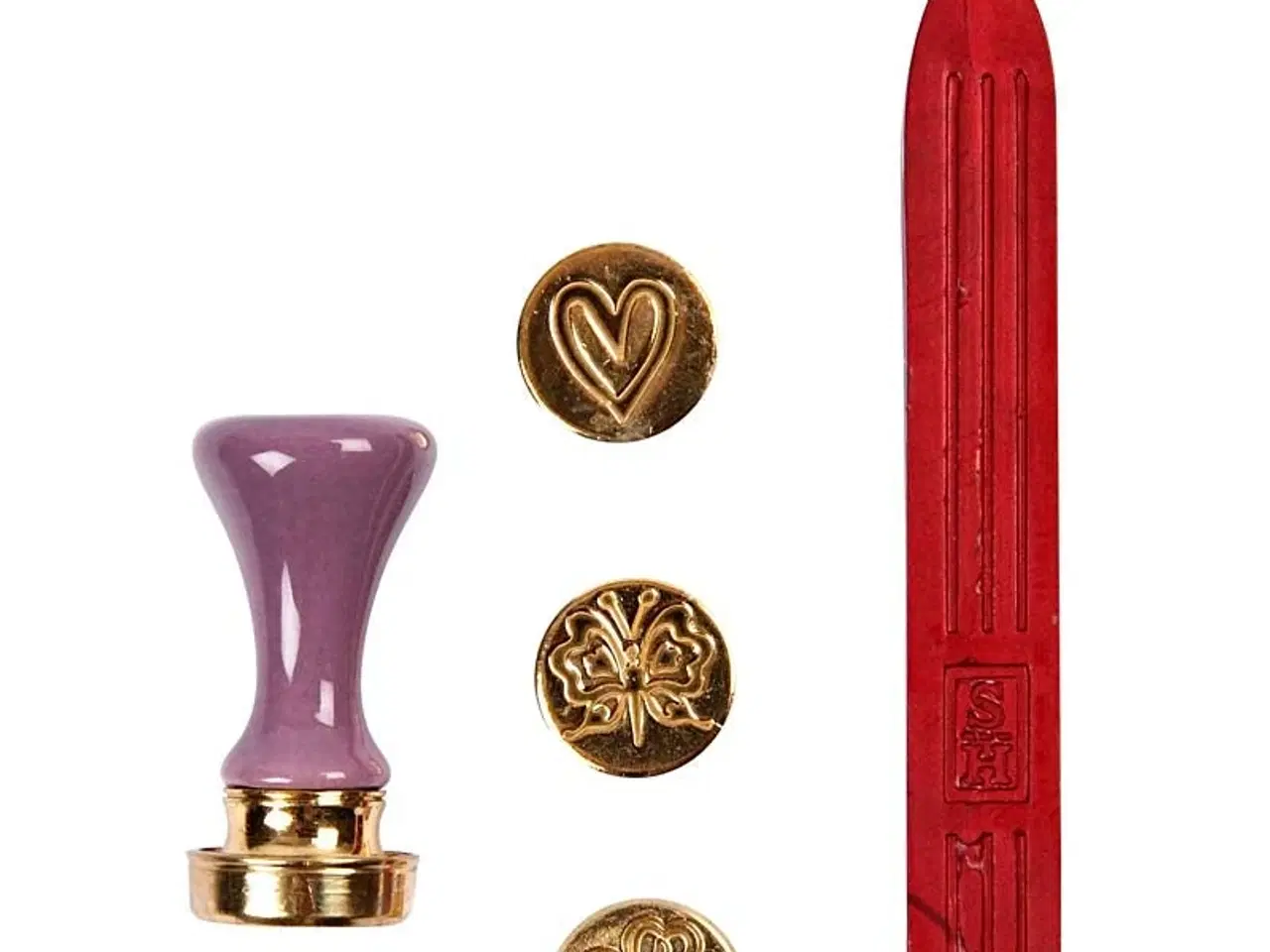 Billede 1 - Lak og Segl Sæt med Hjerte, Sommerfugl og Firkløver