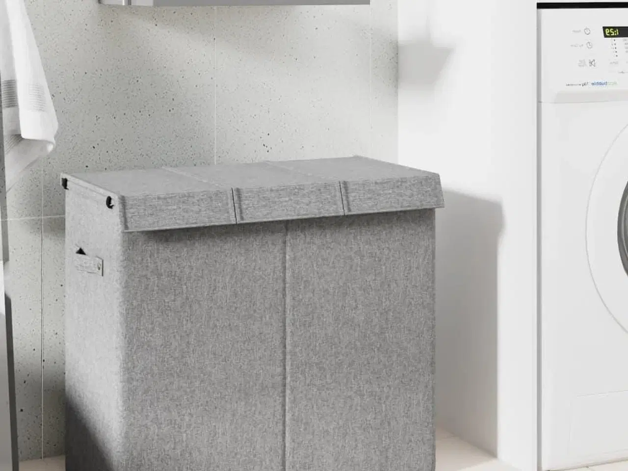 Billede 1 - Foldbar vasketøjskurv 64,5x34,5x59 cm kunstigt linned grå