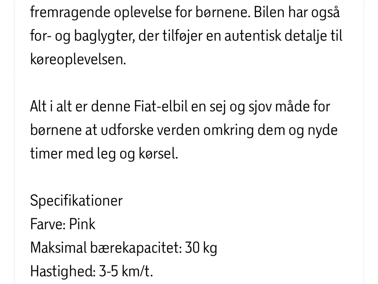 Billede 2 - Fiat 500 EL bil til børn