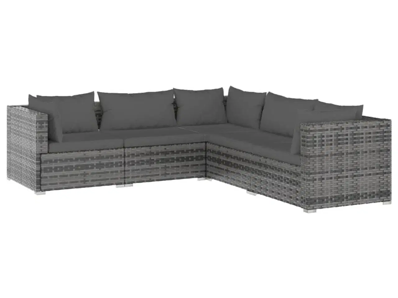 Billede 2 - Loungesæt til haven 5 dele med hynder polyrattan grå