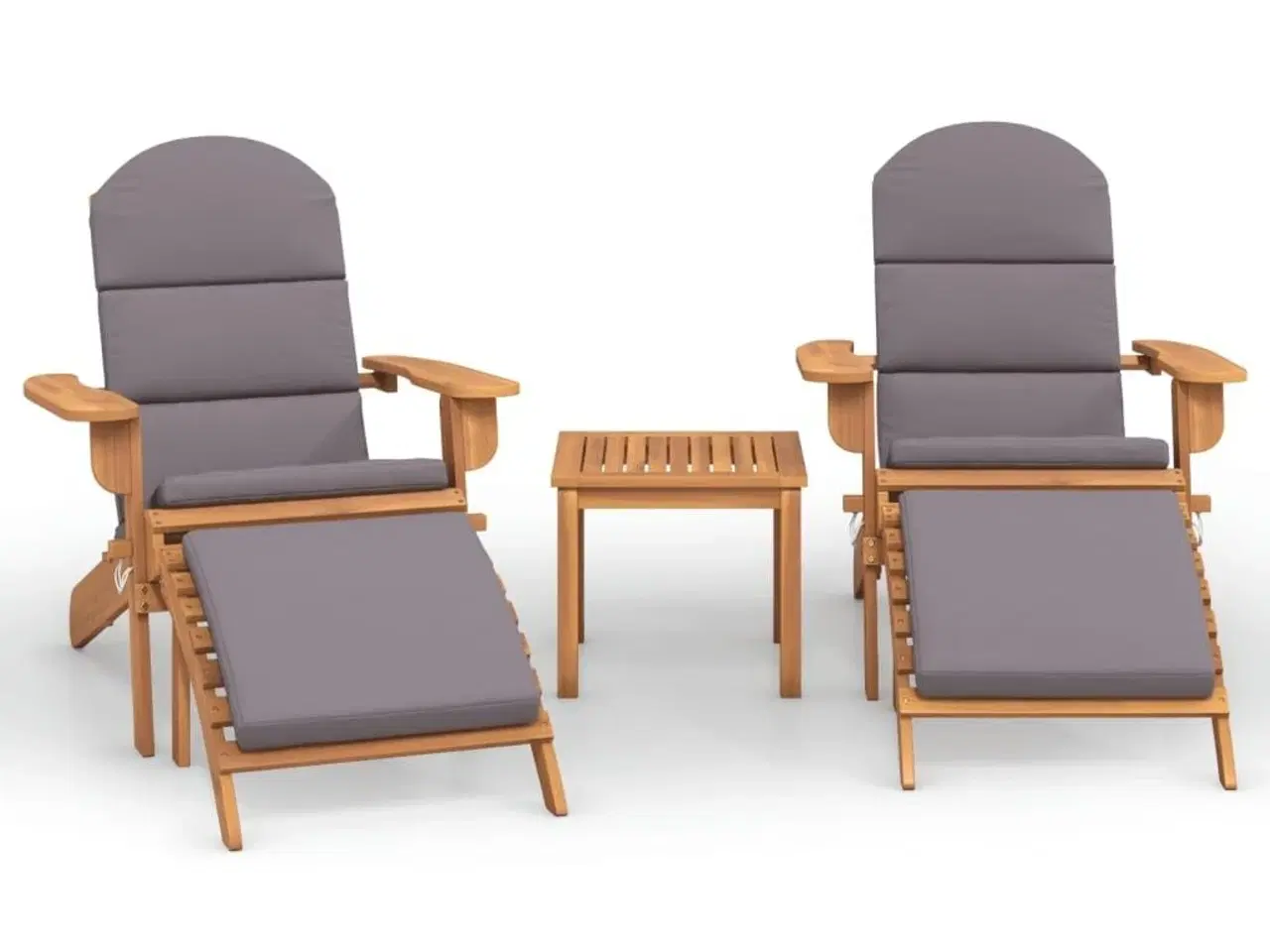 Billede 2 - Adirondack-loungesæt til haven 3 dele massivt akacietræ