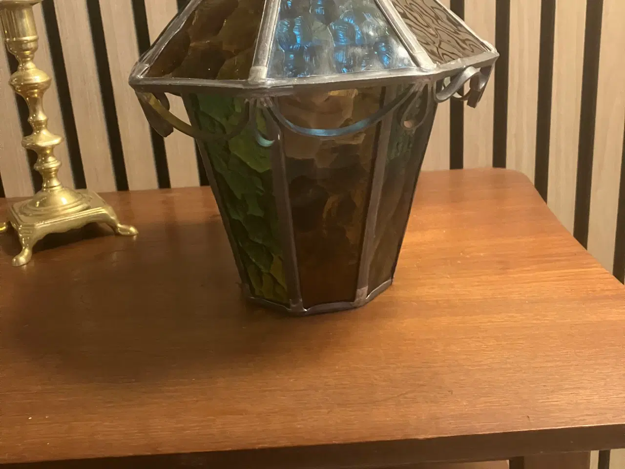 Billede 2 - Lanterne med flere farvet blyindfattet glas