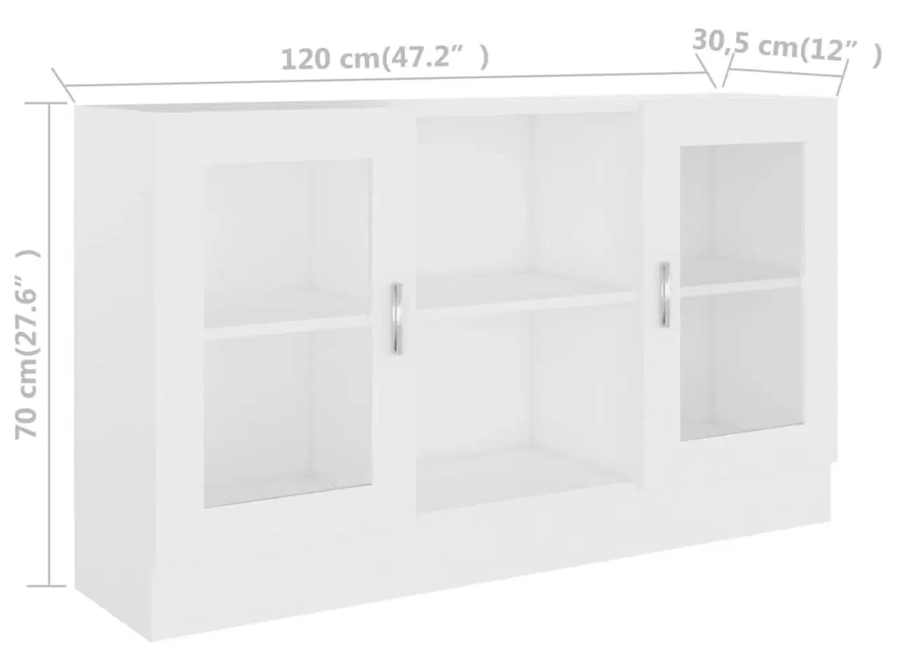 Billede 8 - Vitrineskab 120x30,5x70 cm spånplade hvid