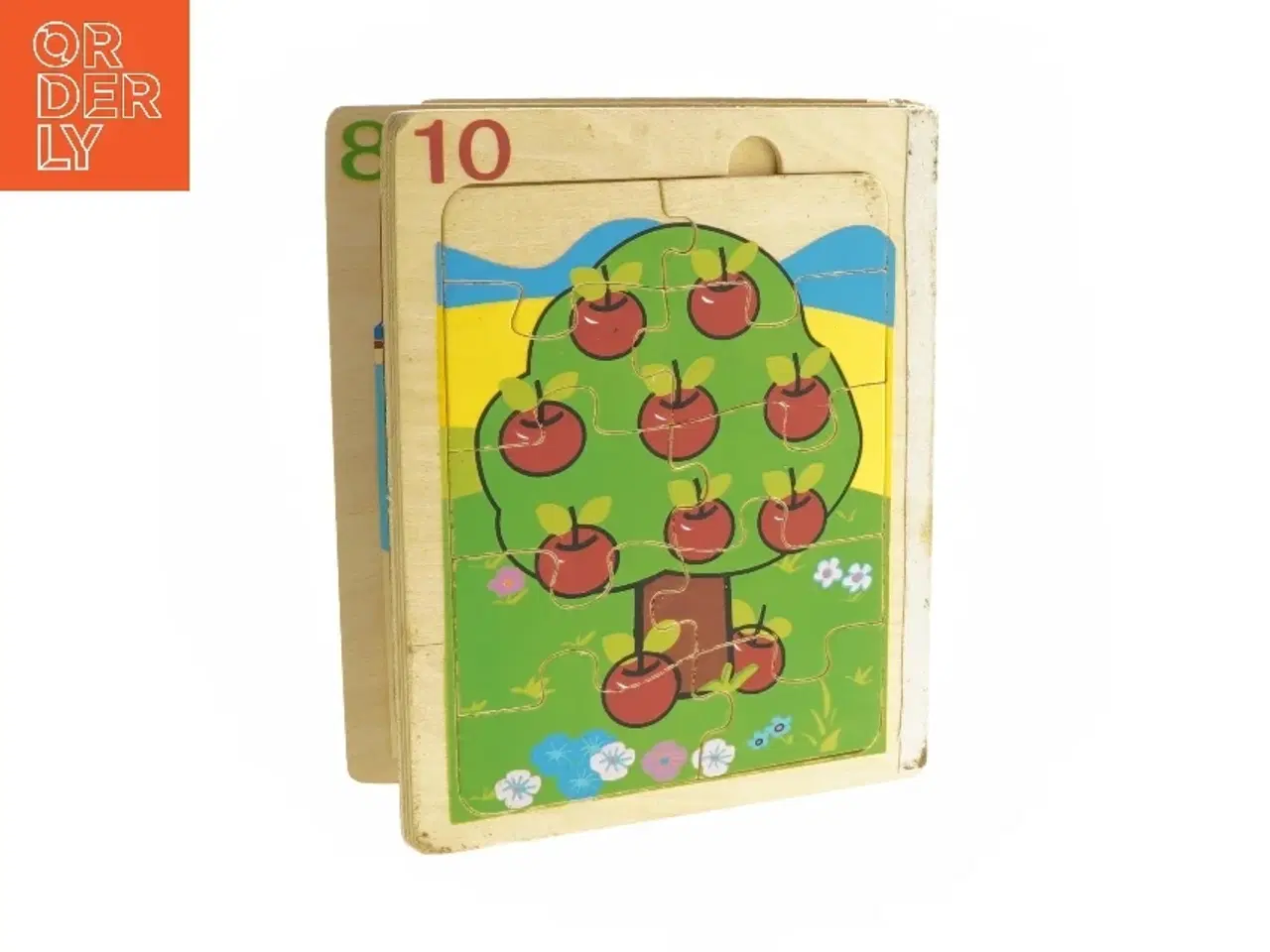 Billede 1 - Træpuslespil med tal (str. 17x15x2,5 cm)