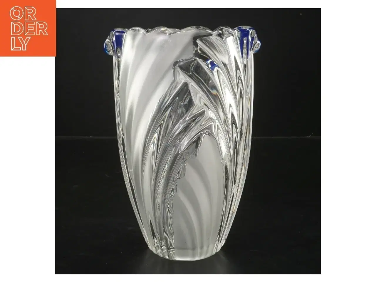 Billede 1 - Glasvase med mønster (str. Ø 14 cm længde 21 cm)