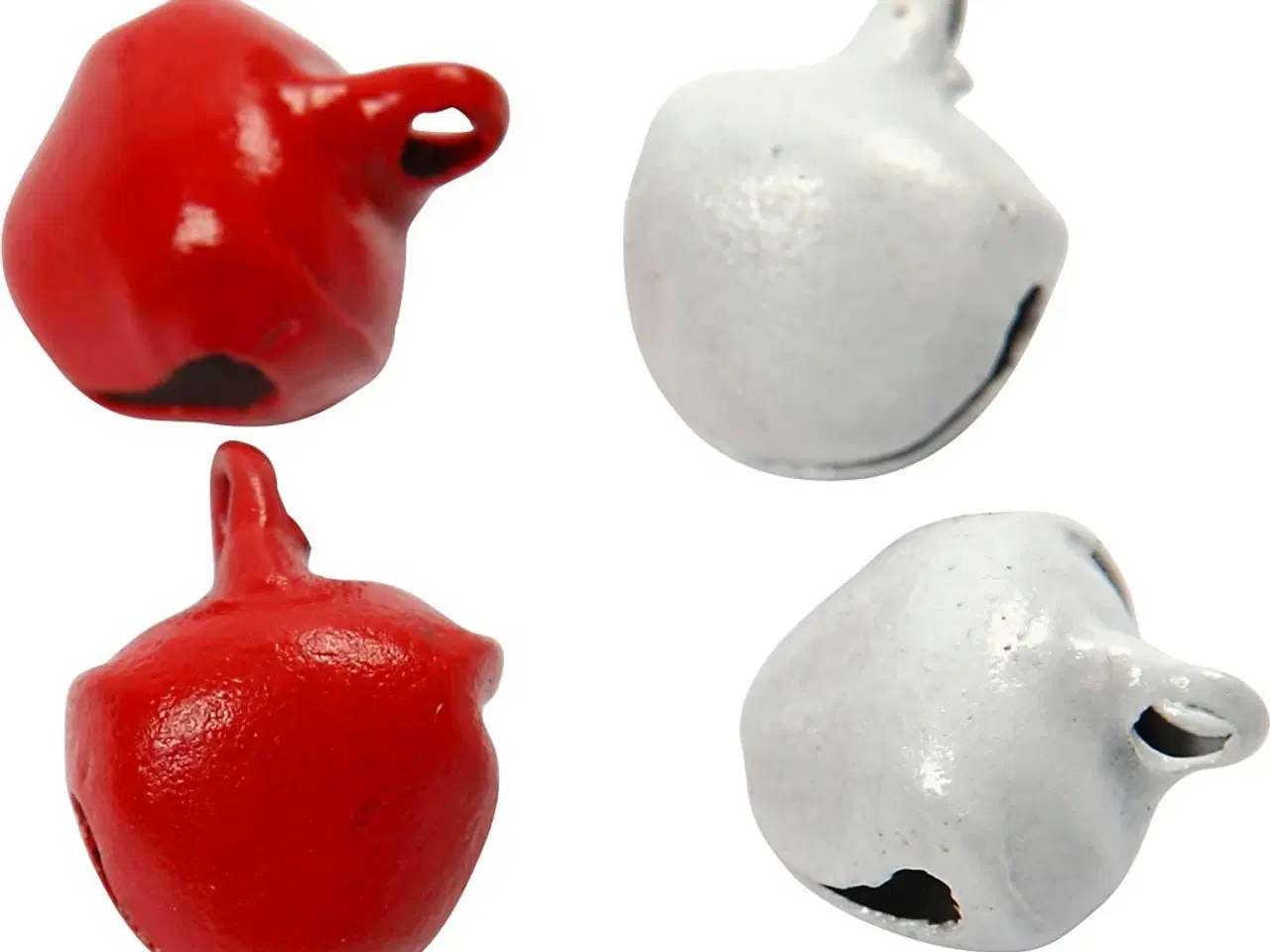 Billede 1 - Røde/Hvide Metalbjælder 8 mm - 50 stk. pr. pakke