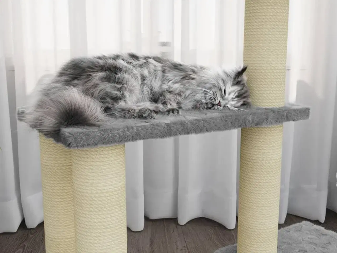 Billede 3 - Kradsetræ med sisalkradsestolper 71 cm lysegrå