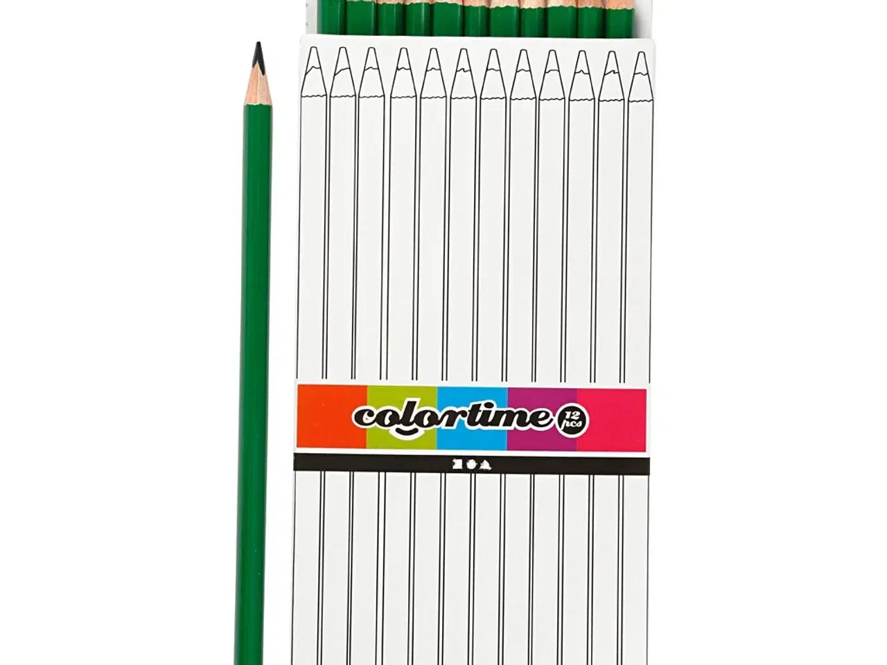 Billede 1 - Colortime Farveblyanter, L: 17 cm, mine 3 mm, grøn, 12stk./ 1 pk.