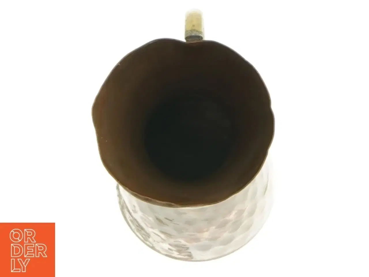 Billede 2 - Patineret Kobber vase, kande med messing håndtag(str. 20 cm)