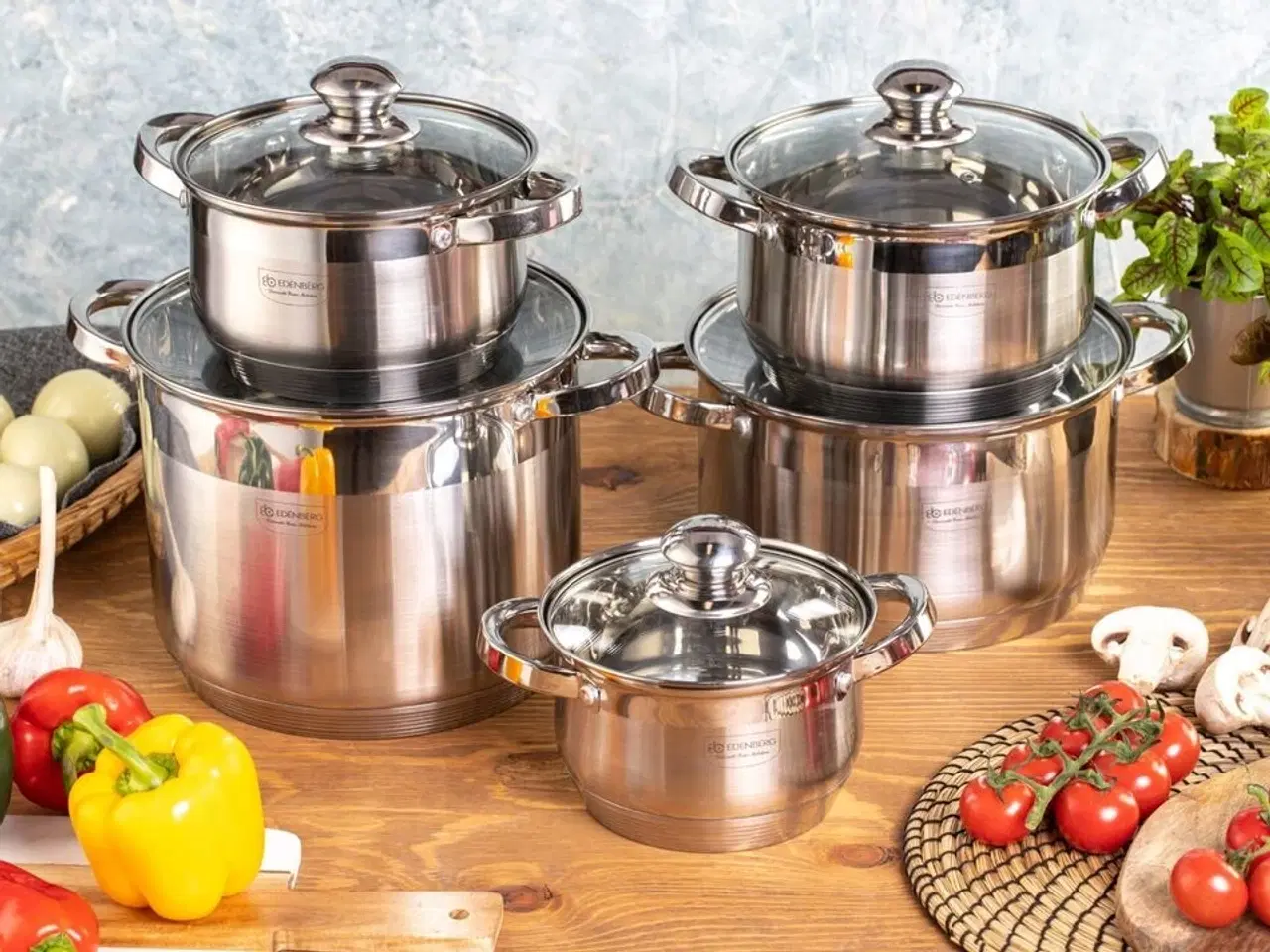 Billede 1 - Grydesæt, 10 dele, 2 til 9 liter, også til induktion.