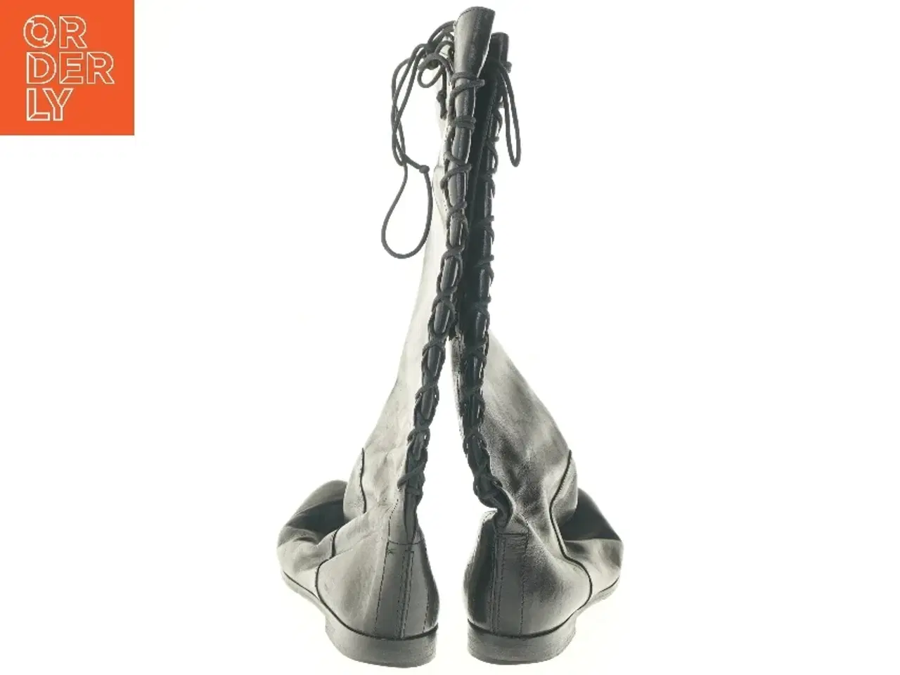 Billede 4 - Sorte knæhøje støvler med snøre (str. 37 )