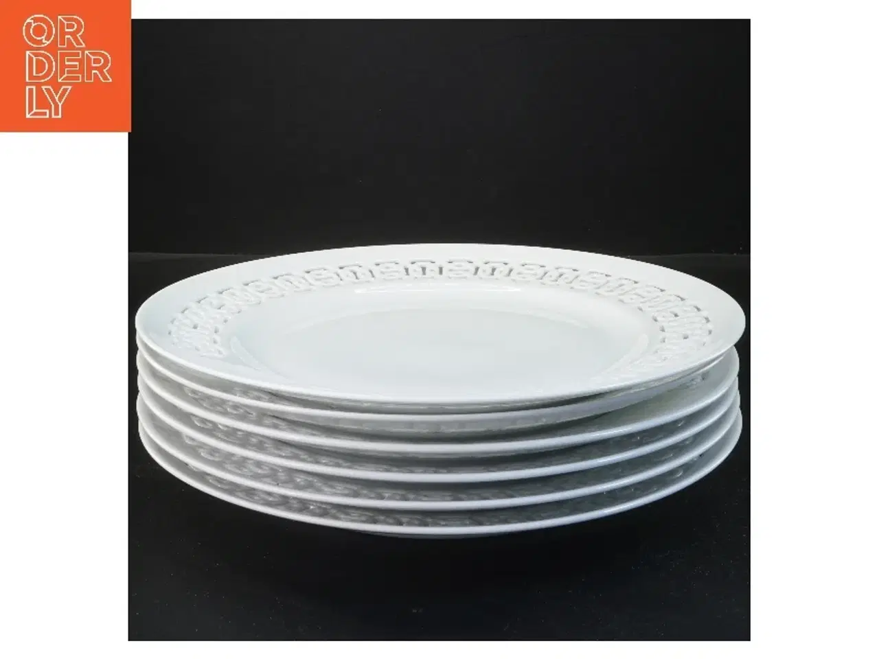 Billede 1 - 6 hvide middagstallerkener med gennembrudt kant Ø 27,5 cm (str. 6 stk Ø 27,5 cm)