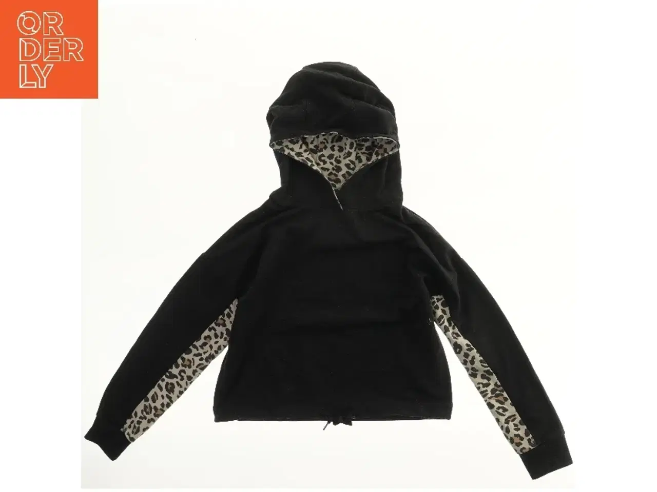 Billede 1 - Sort hættetrøje med leopardmønster (str. 140)