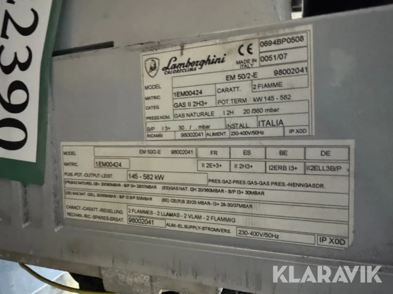 Billede 5 - Gasbrænder Lamborghini EM50/2-E