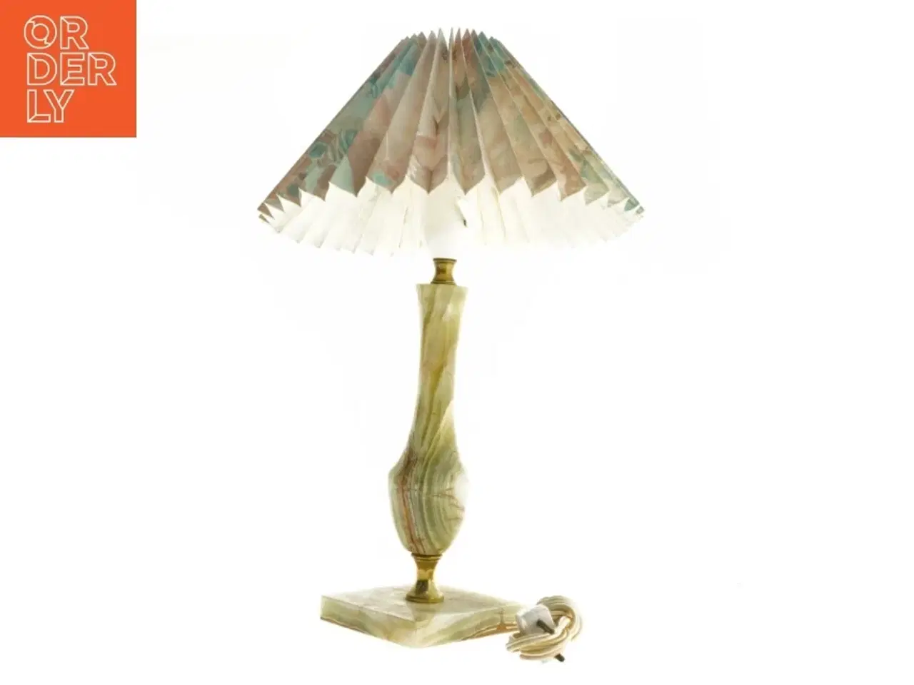 Billede 1 - Bordlampe i Onyx Marmor med plisseret skærm (str. 40 x 25 cm)