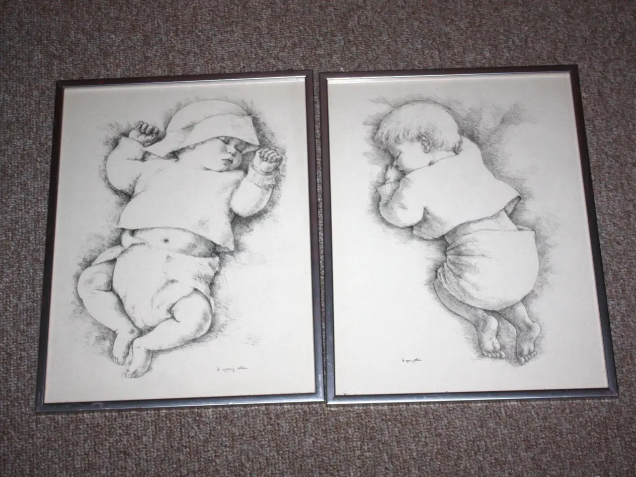 Billede 1 - Ib Spang Olsen 2 kunsttryk af sovende børn