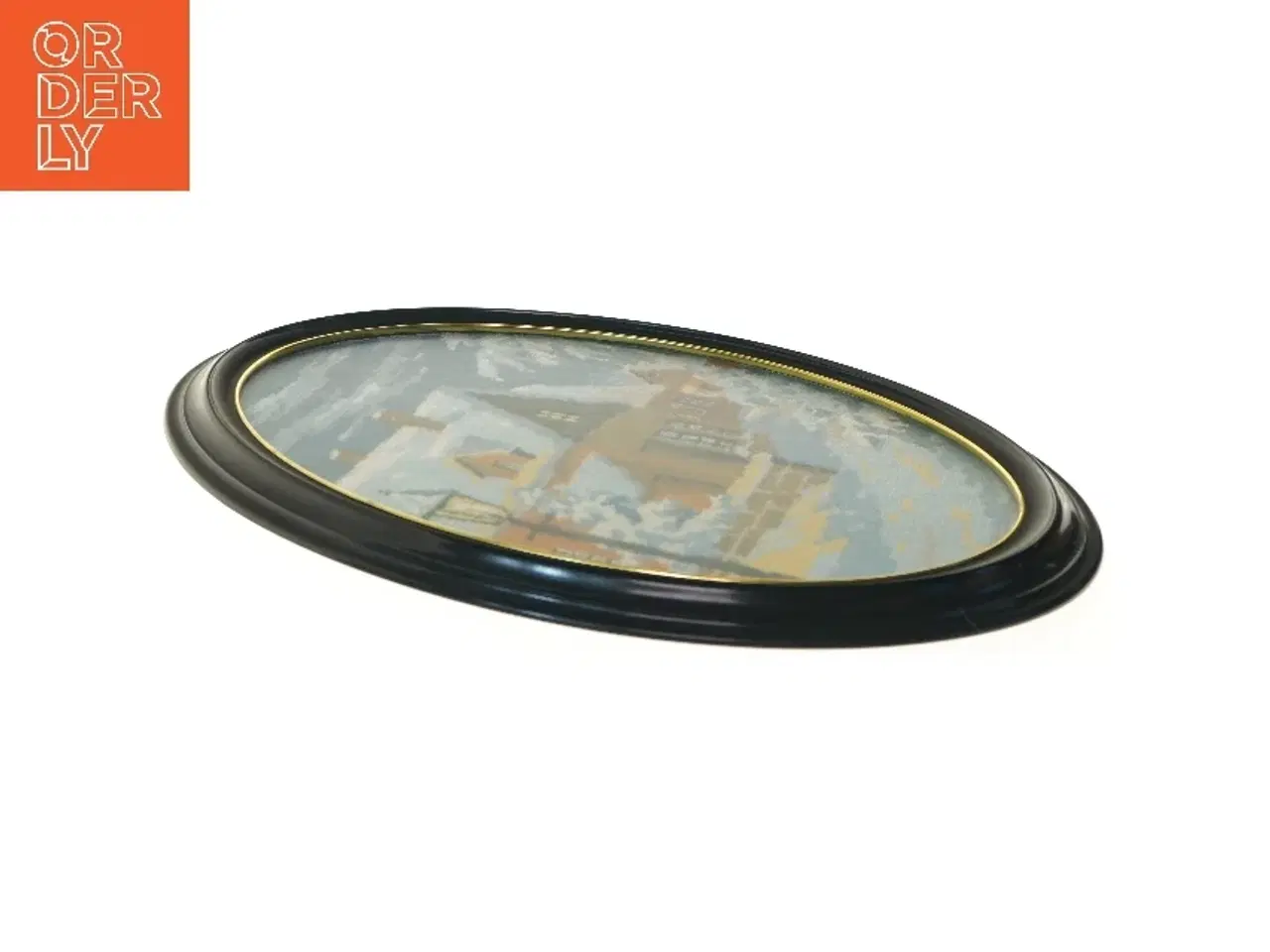 Billede 3 - Oval broderet billede med ramme (str. 47 cm)