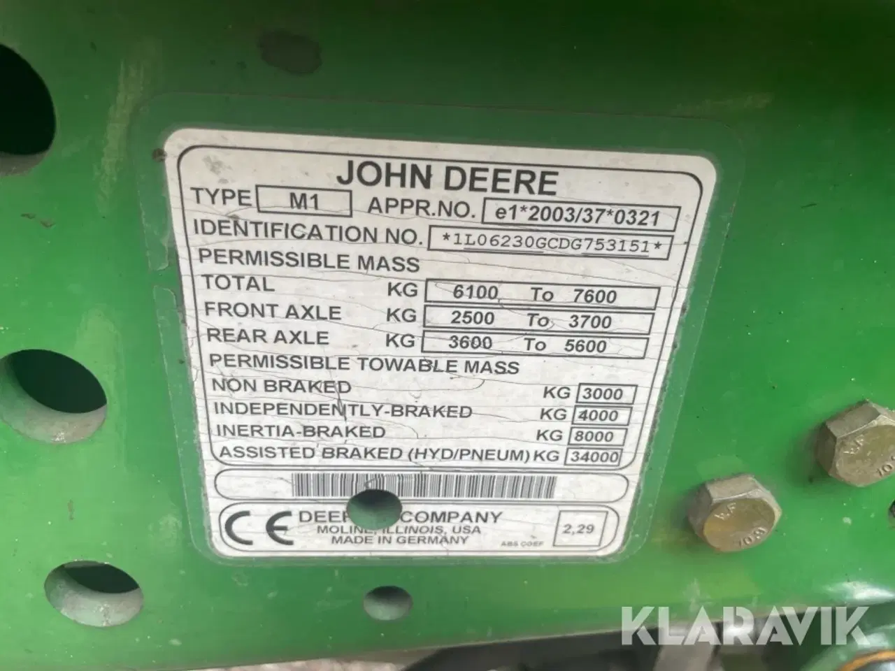 Billede 9 - Traktor John Deere 6230