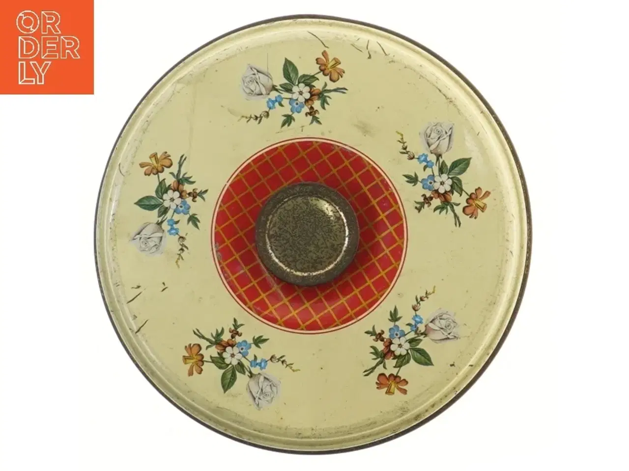 Billede 2 - Dekorativ rund metal dåse (str. Ø 20 cm højde 9 cm)